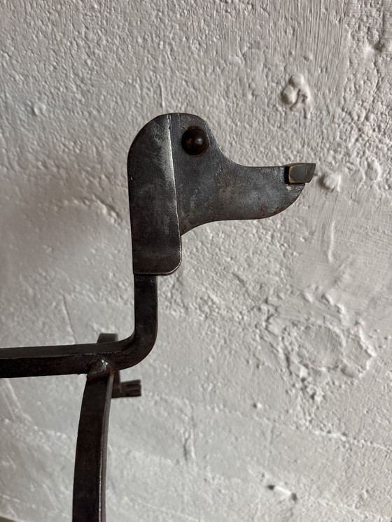 Image 1 of Wrought iron and bronze andirons by Édouard Schenck, 1950s