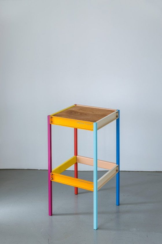 Image 1 of Modern Shelf / Bar stool - Colorful, Simple, Playful - Clean, Compact Design by Klaus Ebbers