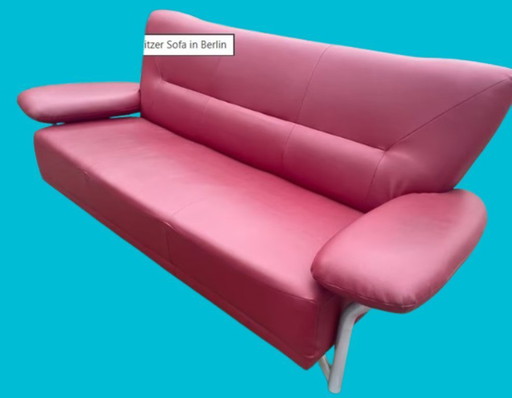 Rolf Benz Leder Couch Weinrot 3 Sitzer Sofa 