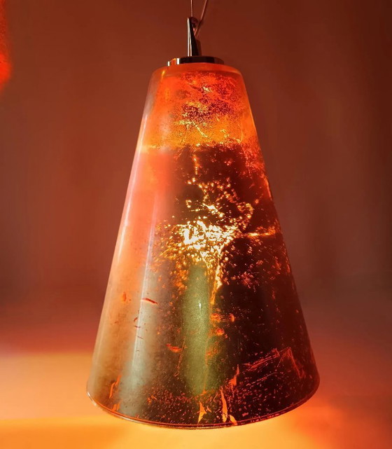 Image 1 of Ceiling Pendant Light (1 of 2), Mid Century Modern, Minimalist, Post Modern, Architectural Lighting, RUGGIU-Italy, Murano Gold G