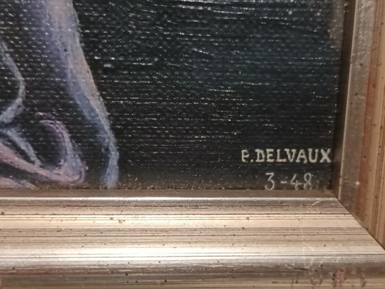 Hand-painted Reproduction P. Delvaux – Paintings & Drawings, Wood, Canvas (photo 3 of 10)