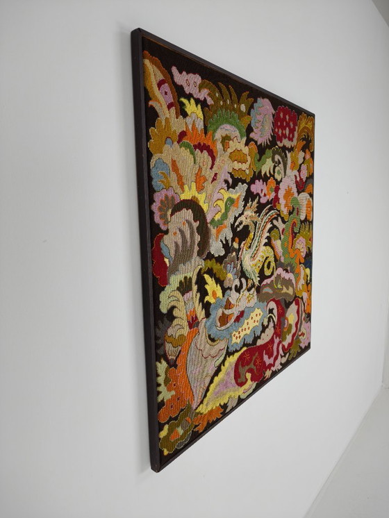 Image 1 of Flores de grifo textiles francesas bordadas a mano, ca. 1930-1940