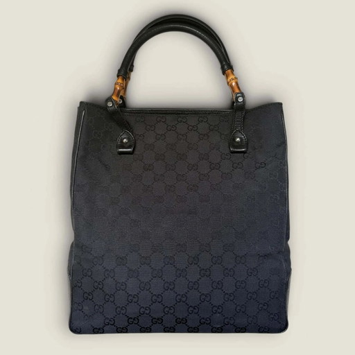 Bolso tote Gucci GG Supreme lona bambú negro