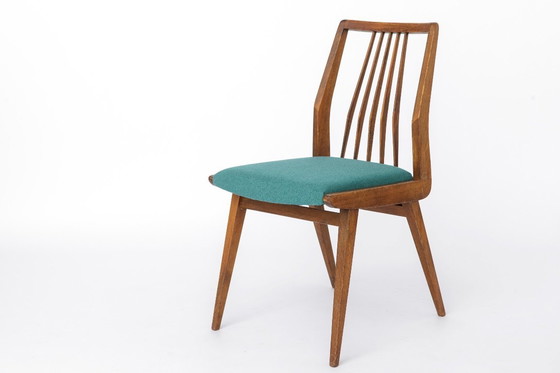 Image 1 of Set of 4 Casala Dining Chairs, Germany 1960s, Mid Century Beechwood Chairs with Turquoise Upholstery, Vintage Scandinavian Style