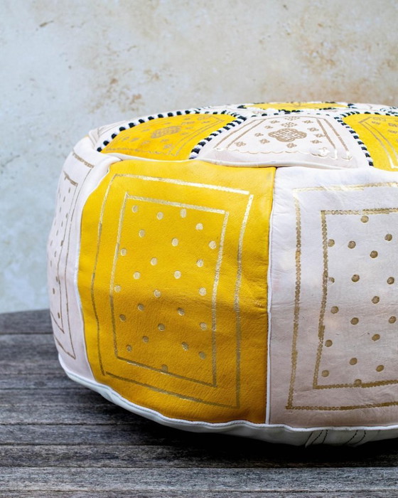Image 1 of Handgefertigter marokkanischer Lederpouf