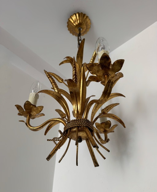 Lustre épi de blé doré Hans KOGL années 70