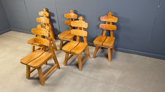 Image 1 of Vintage Spanish brutalist dining chairs, set of 6 - 1960s
