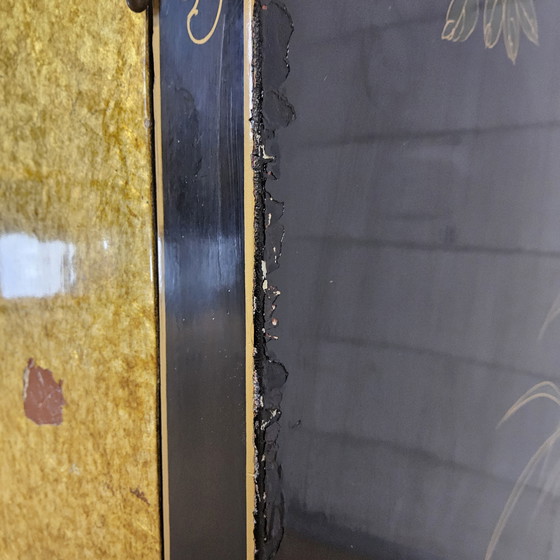 Image 1 of Vintage Chinese Kast Bladgoud / Bloemen en Vogels / Bohemian Kast / Aziatische Kast / Oosterse Kast