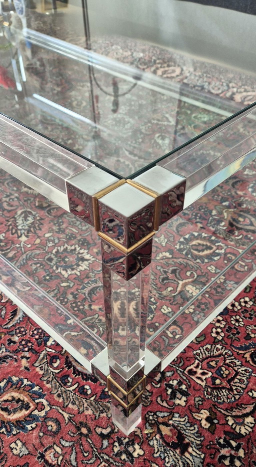 Couchtisch aus Acrylglas/Plexiglas und Glas, Regency-Stil der 1970er Jahre
