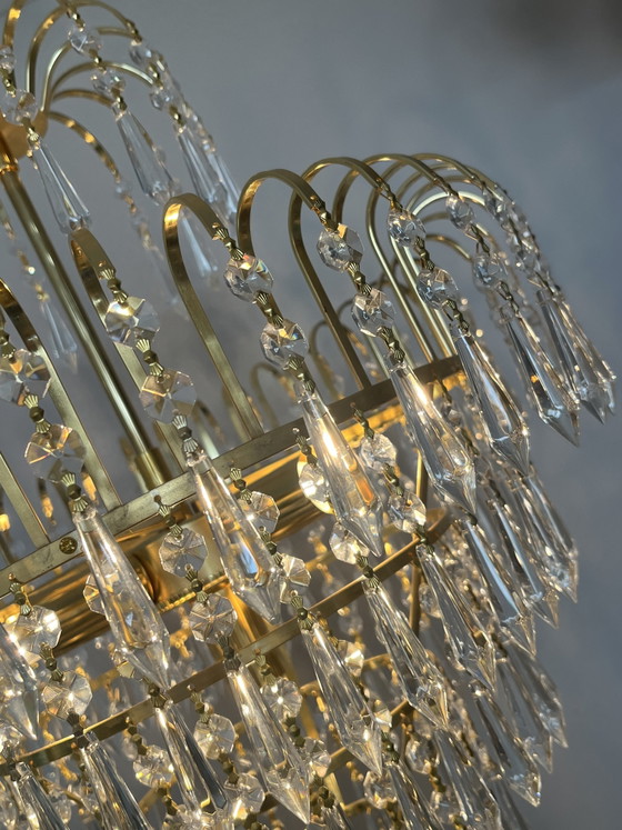 Image 1 of cut crystal point icicles chandelier