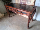 Grande table d'appoint, table d'entrée, console murale avec plateau en marbre dim. 153x60cm et 88cm de haut.
