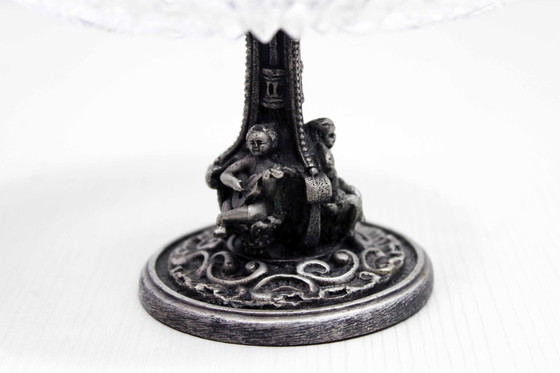 Image 1 of Kom van kristal en verzilverd metaal 1930