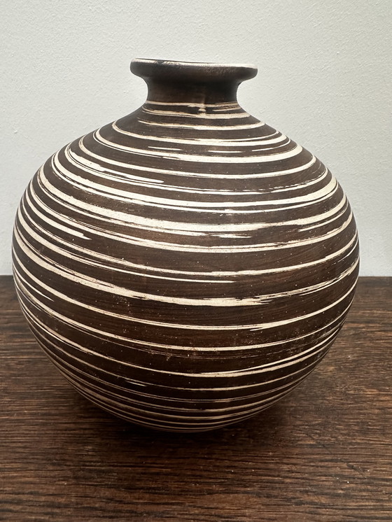 Image 1 of Vase boule vintage ethnique H 20 cm