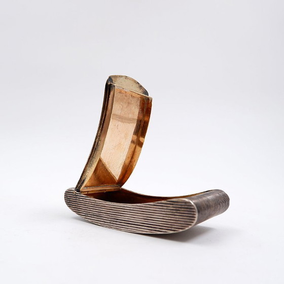 Image 1 of Silver vermeil ribbed pocket snuffbox - 19th century