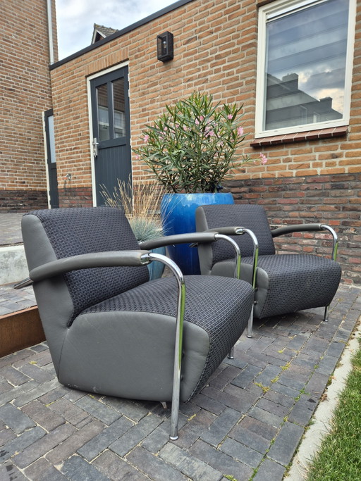 2x Leolux Scylla Fauteull – fauteuils, Leather, Metal (photo 2 of 5)