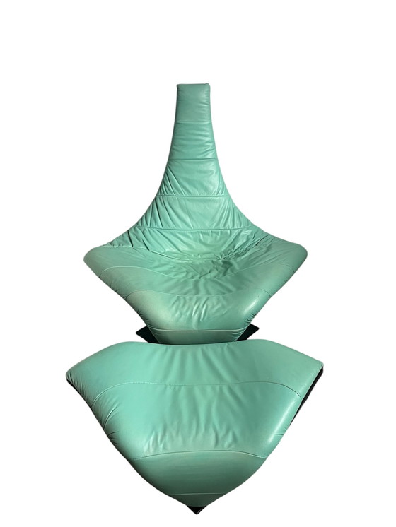 Image 1 of Postmodern Harvink “Turner” recliner armchair, Jack Crebolder, with footstool