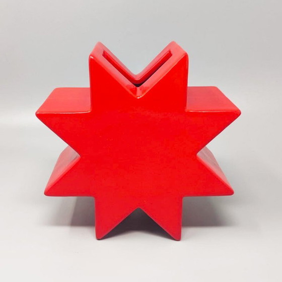Image 1 of 1980s Ettore Sottsass "Hsing" Red Glazed Ceramic Vase for Alessio Sarri