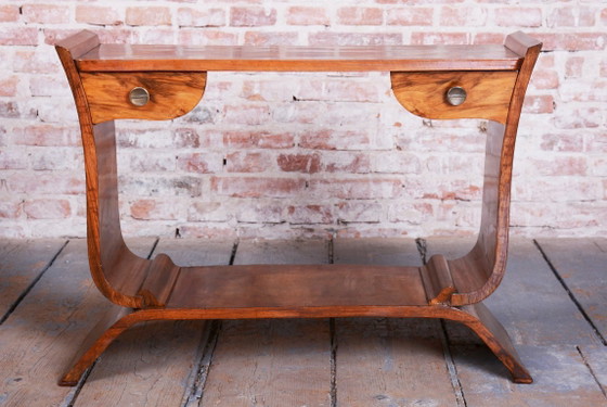 Restored Art Deco Side Table, Walnut, Revived Polish, France, 1920s – Metal, Wood (photo 7 of 15)