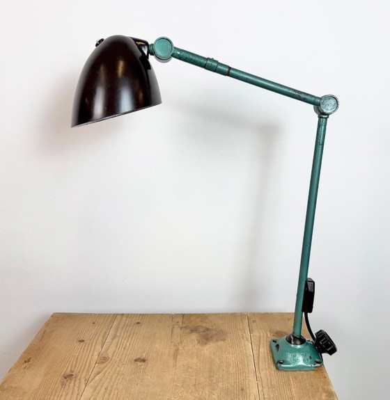 Image 1 of Large Green Industrial Workshop Table Lamp, 1960s