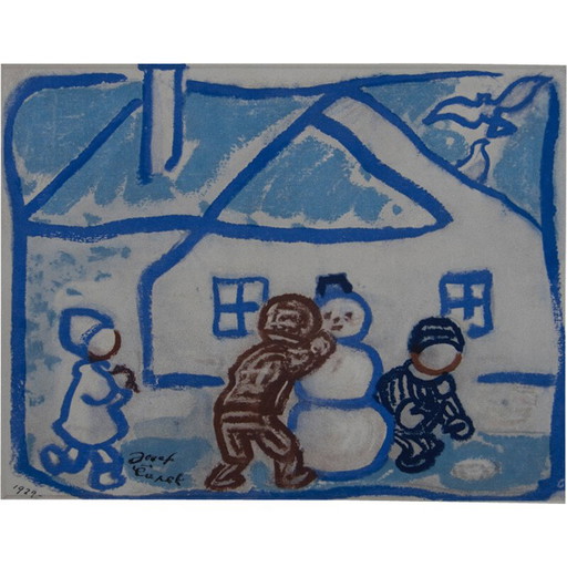 Vintage-Druck Nr.12 Schneemann von Josef Capek, 1929