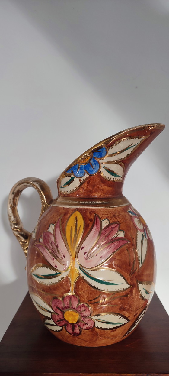 Image 1 of Brocca in ceramica decorata a mano d'epoca