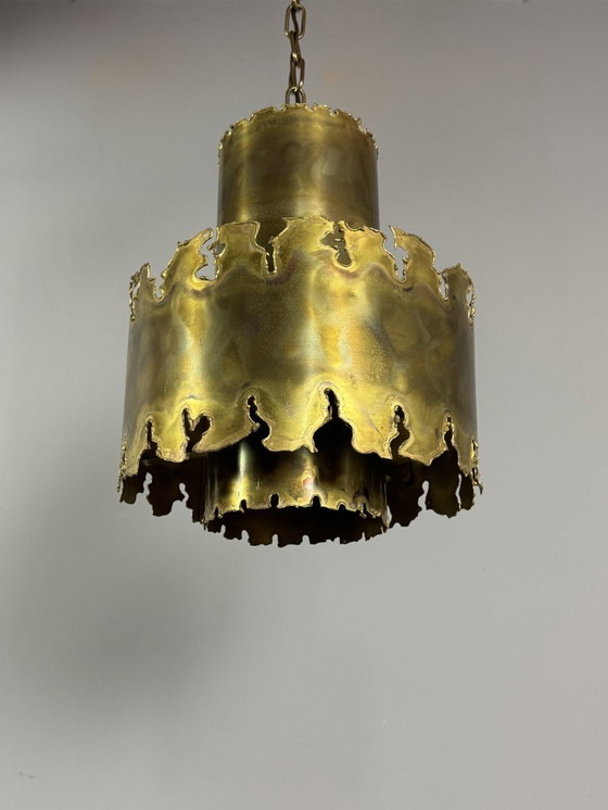 Image 1 of Brutalist Brass Pendant Lamp, Model 6407 by Svend Aage Holm-Sørensen for Holm Sørensen, Denmark, 1960s