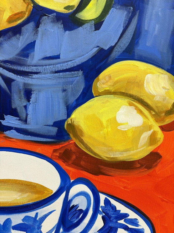 Image 1 of Pintura acrílica del artista E. García "Té de limón" 100x70