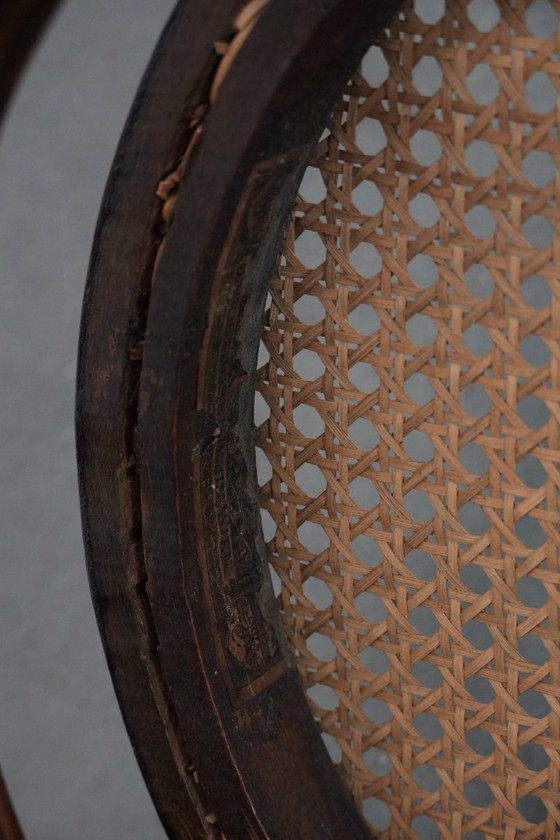 Image 1 of 4 x Wooden vintage bistro chair Jacob & Josef Kohn Wien with a wicker seat