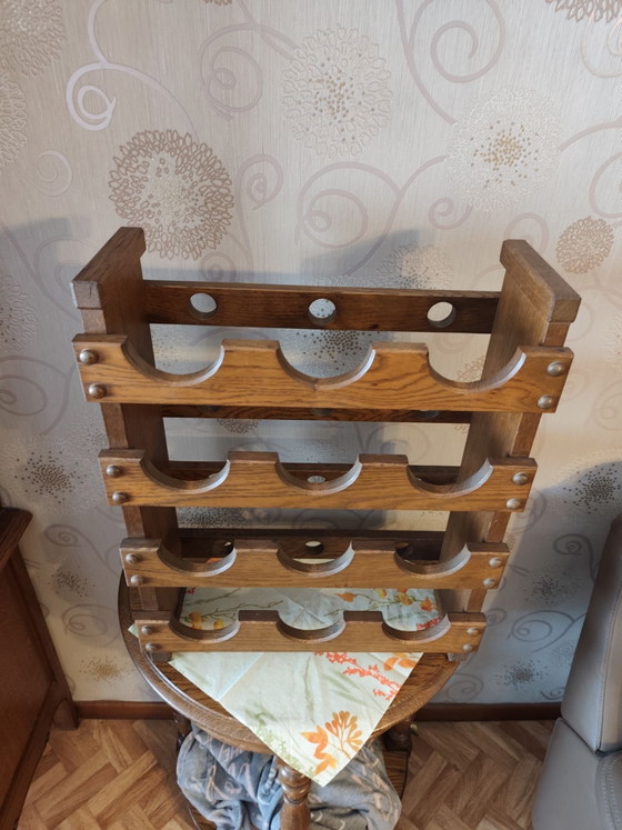 Vintage Brutalist Wine Rack – Metal, Wood (photo 2 of 11)