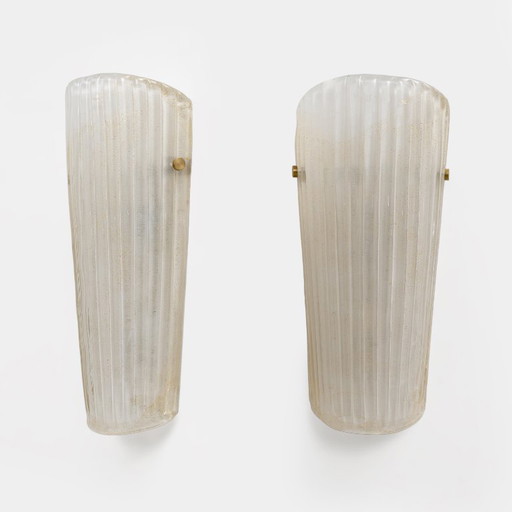Pair of Murano Glass Sconces with Gold Dust Inclusions
