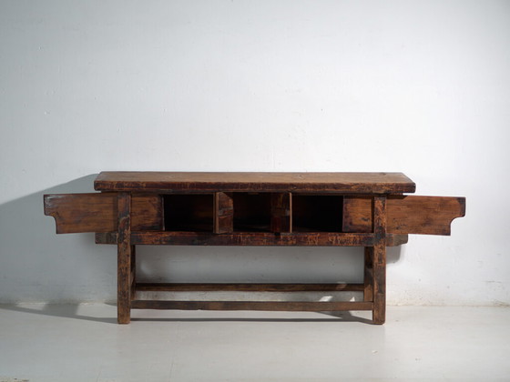 Antique console table in elm wood – China, circa 1900 – Brass (photo 40 of 40)
