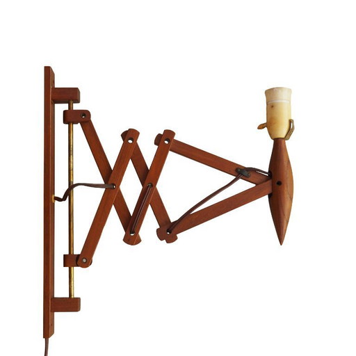 Teak wall lamp Scissor, Danish design, 1970s, manufacture: Lyfa