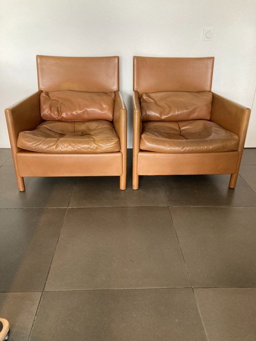 2 Molteni & C Fauteuils in bruin leer 