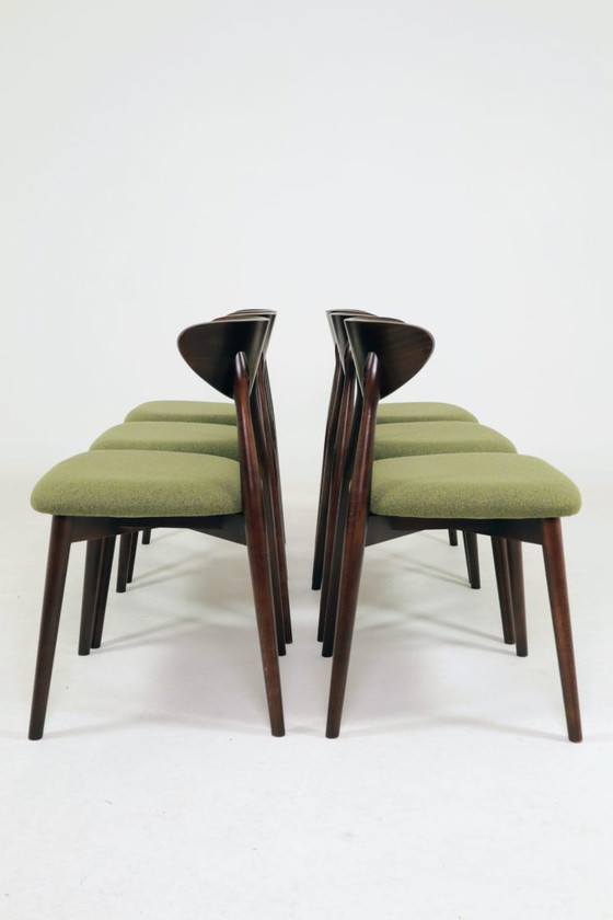 Image 1 of Sillas de comedor escandinavas de bouclé verde, juego de 6