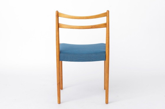 Image 1 of Vintage Lübke Dining Chair, Germany 1970s, Beech Wood Chair, Blue Upholstered Seat, Mid Century Modern Chair