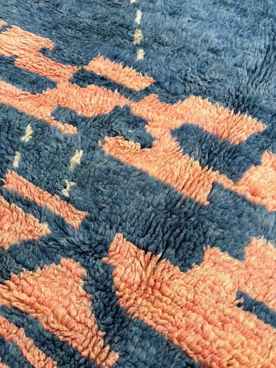 Alfombra marroquí Mrirt azul de 185x250 cm, alfombra bereber de lana hecha a mano, alfombra marroquí de lujo. (photo 4 of 11)