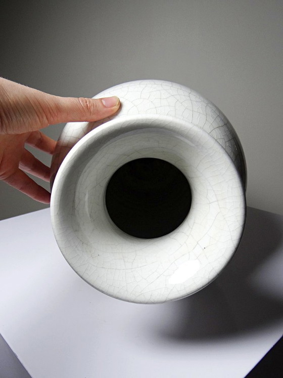 Image 1 of Large baluster vase in white crackled earthenware, Chinese style, 20th century