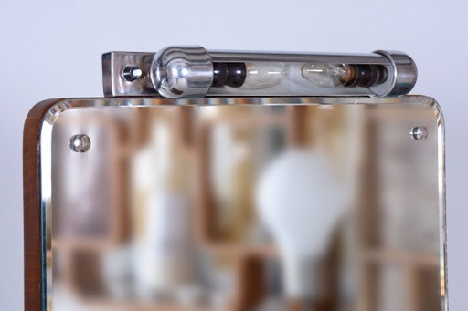 Restored Art Deco Dressing Mirror, by R. Slezak, Glass, Walnut, Czech, 1930s – kaptafels, Wood (photo 2 of 14)