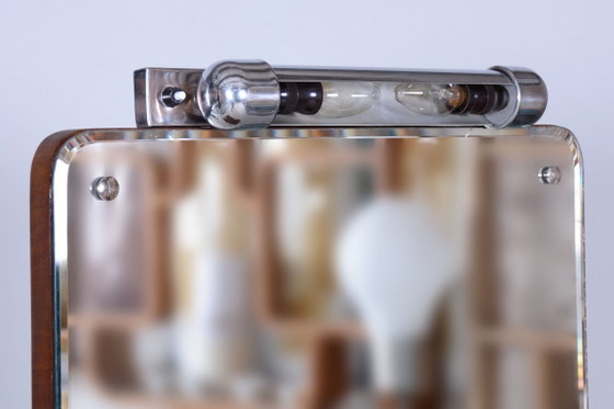 Restored Art Deco Dressing Mirror, by R. Slezak, Glass, Walnut, Czech, 1930s – Dressing tables, Wood (photo 2 of 14)