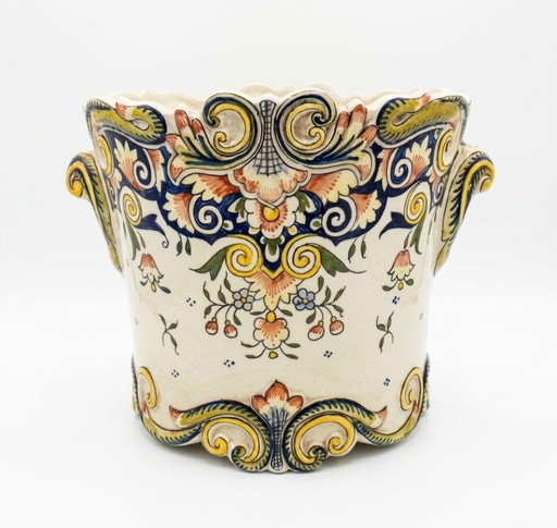 French Faience Plant Pot / Cache-pot – Rouen Style – Handmade (Fait Main).