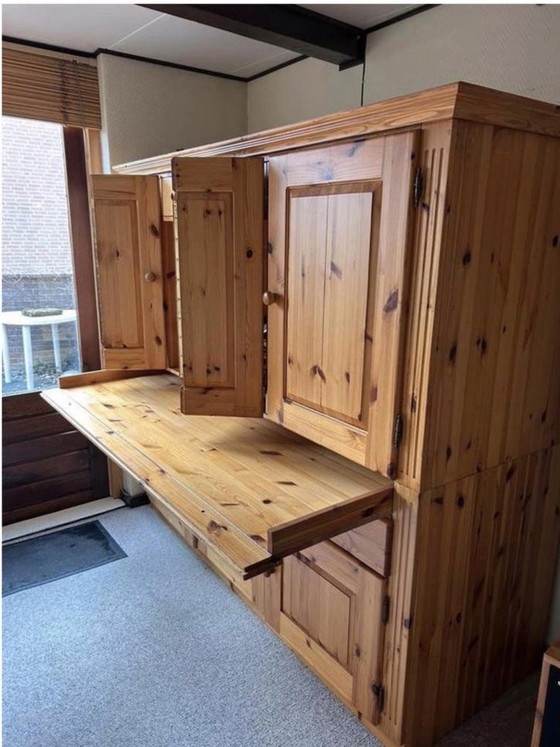 Image 1 of Pine desk cabinet with plenty of storage space