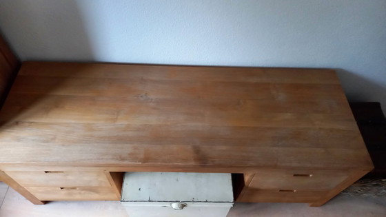 Image 1 of Meuble TV mural en teck massif