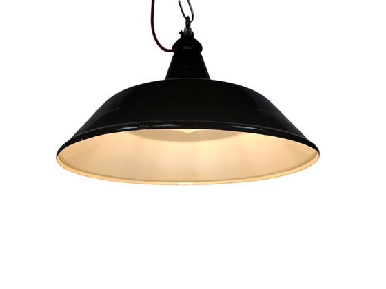 Image 1 of Industriëel - emaille - hanglamp - fabriekslamp - Italie - 90's