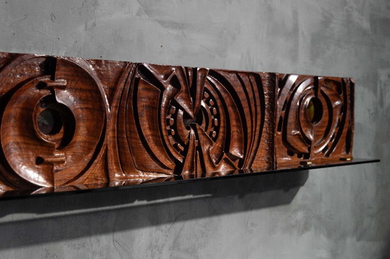 Image 1 of Carved Wooden Wall Panel by Gianni Pinna, Italy, 1970s