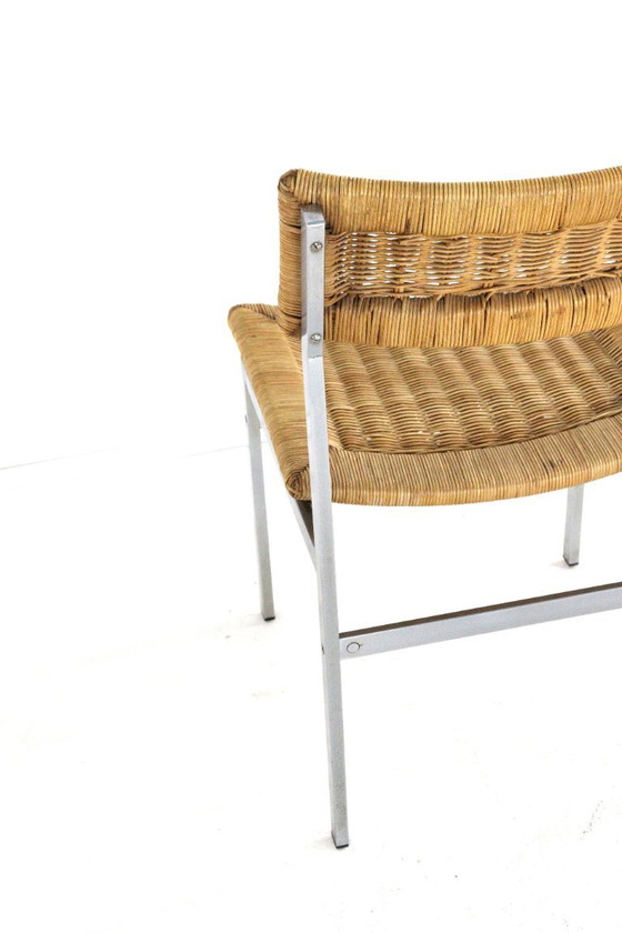 Set van 4 stoelen eetkamerstoelen metaal riet vintage – Chrome (photo 5 of 16)