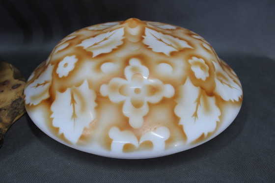 Image 1 of Lámpara de sobremesa contemporánea de madera con pantalla de cristal