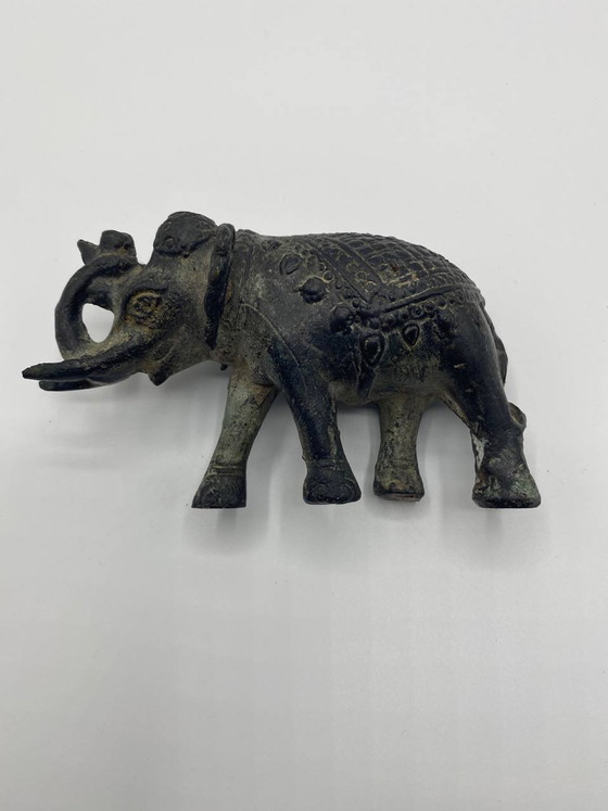 Patinierte Bronze-Elefantenfigur mit Mahout – indisch inspiriert – Dekorative Skulptur des 20. Jahrhunderts (photo 5 of 5)