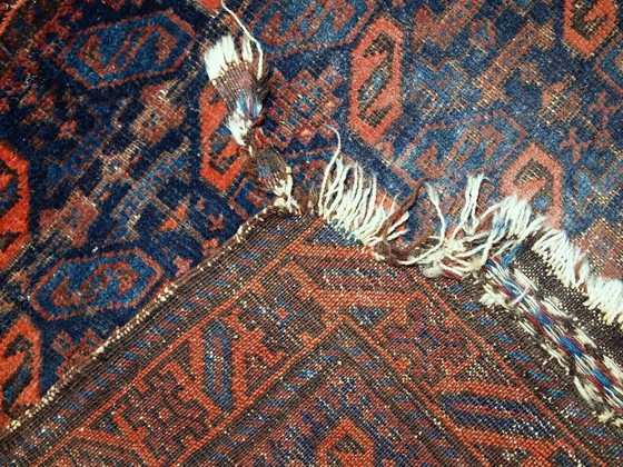 Image 1 of Sac afghan baloutche ancien de collection, fait main, 74 cm x 79 cm (2,4' x 2,6'), années 1880 - 1C446