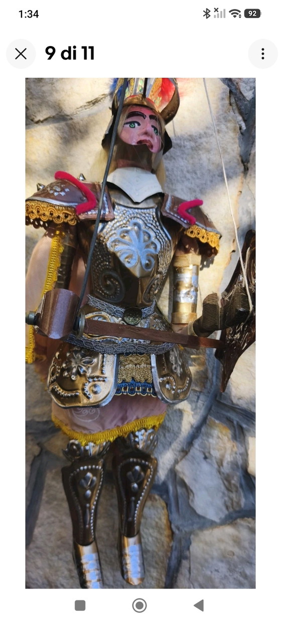 Marionnette vintage Angelica, 50 cm, armure en laiton, pour cérémonie d'honneur – Objets déco, Metal, Textile (photo 9 of 12)