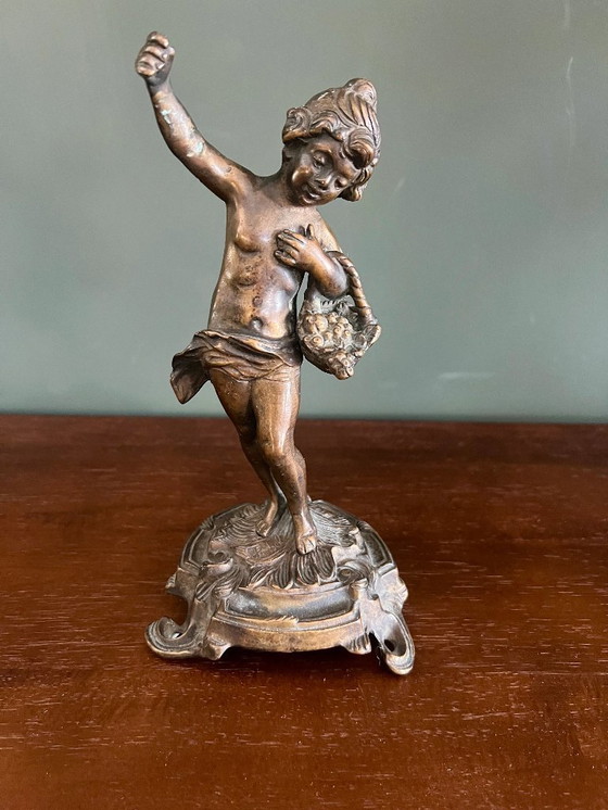 Image 1 of Rarität! Jugendstil Bronze von Farbel -die Cueilette (Laube)  1900-1920 signiert und Stempel der Gießerei